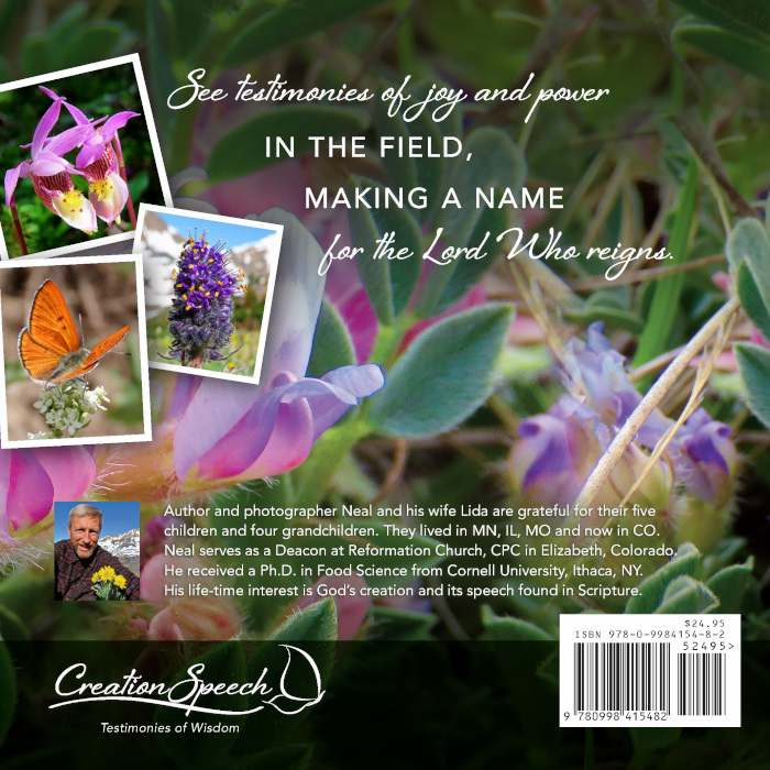 Back cover of new book, Let the field exult and quake